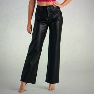 Sleek Faux Leather Windsor Straight Leg Pants